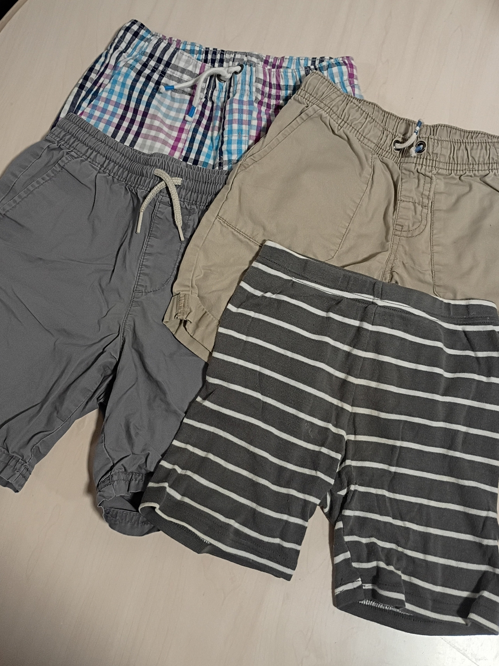 Bundle Of 4 Boys Shorts - Gray, Khaki & Multi-Color Plaid- Size 5T